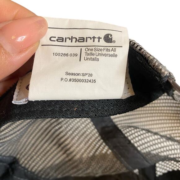 Carhartt Distressed Trucker Snapback Hat Gray Canvas Mesh Baseball Cap Unisex - Picture 10 of 11